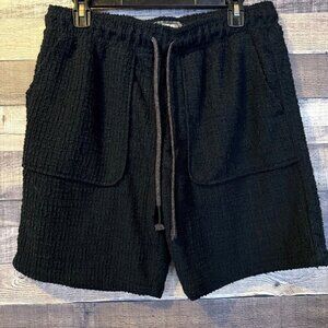 Drill Social Club Black Textured Terry Cloth Lounge Shorts L Athletic Gym